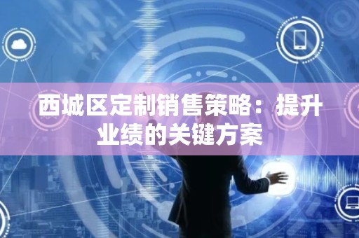 西城区定制销售策略：提升业绩的关键方案